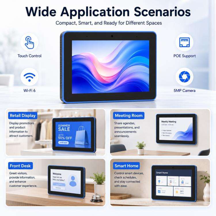 WA8058T 8 inch HD Touch Screen Digital Signage with Light, 2GB+16GB, Android 11 RK3568 Quad Core,...