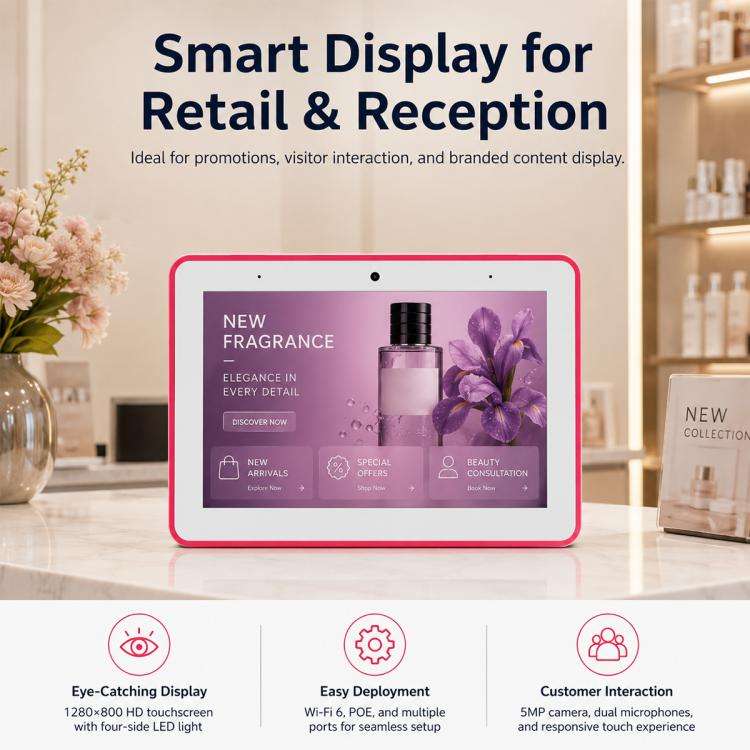 WA8058T 8 inch HD Touch Screen Digital Signage with Light, 2GB+16GB, Android 11 RK3568 Quad Core,...