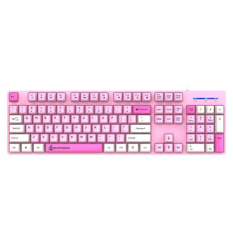 SHIPADOO K600 Wide System Compatibility Ergonomic Wired Keyboard(Pink)