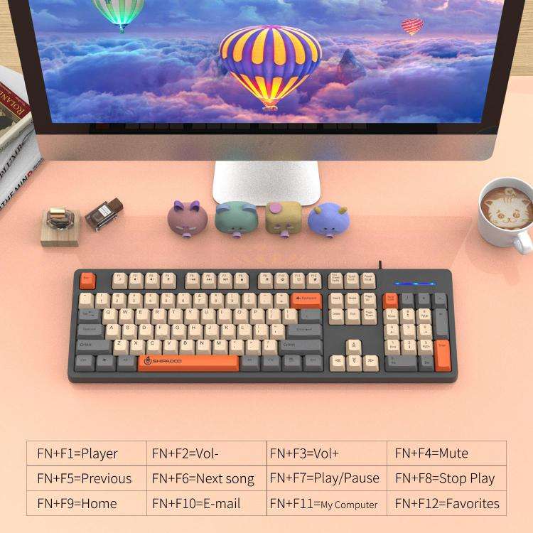 SHIPADOO K600 Wide System Compatibility Ergonomic Wired Keyboard(Pink)