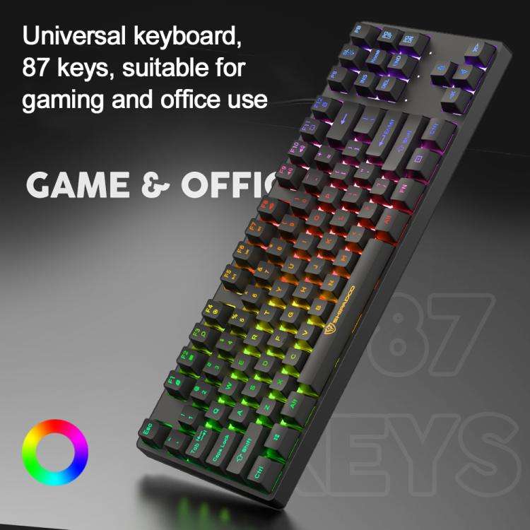 SHIPADOO K87 Mechanical Curved 87 Keys USB Wired Keyboard(Black)