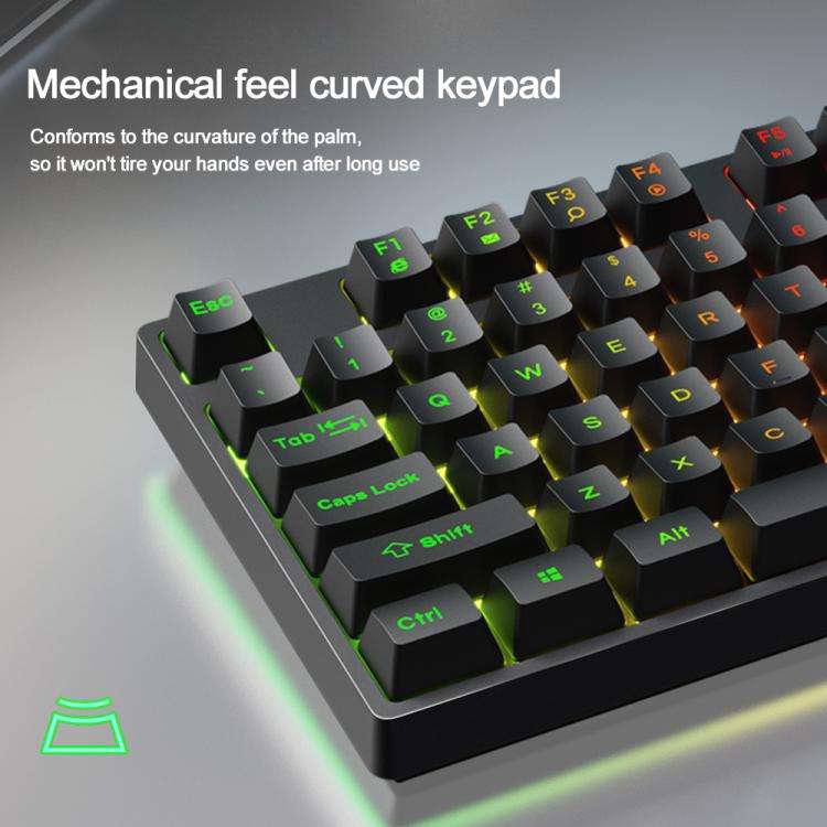 SHIPADOO K87 Mechanical Curved 87 Keys USB Wired Keyboard(Black)