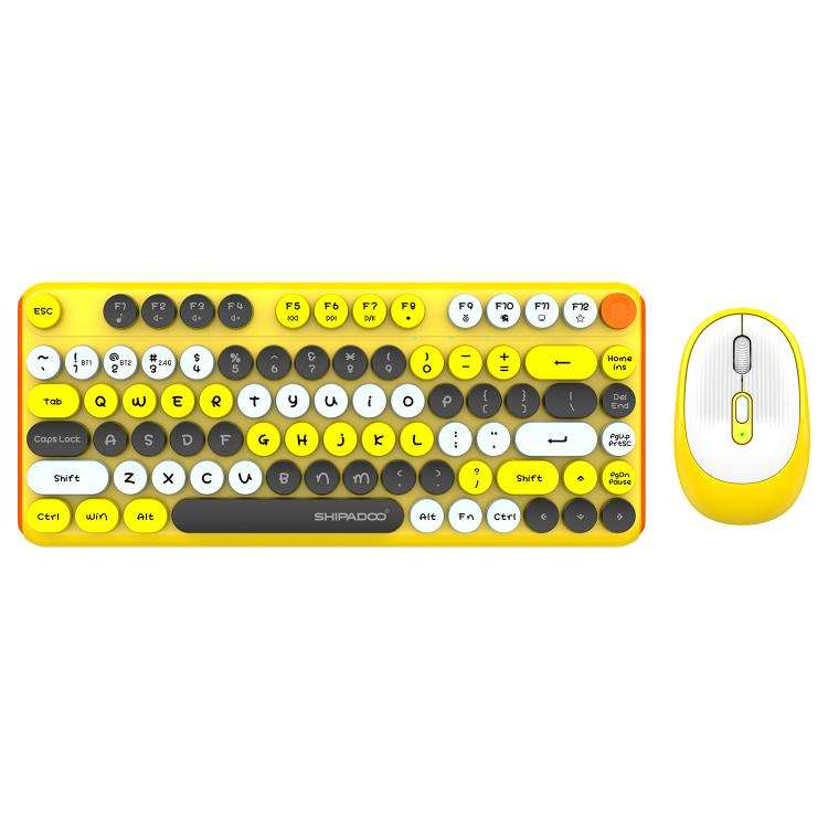 SHIPADOO W688 2.4G + BT 1600 DPI Wireless Keyboard Mouse Set(Yellow)