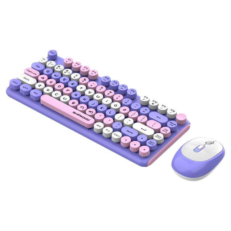SHIPADOO W688 2.4G + BT 1600 DPI Wireless Keyboard Mouse Set(Purple)