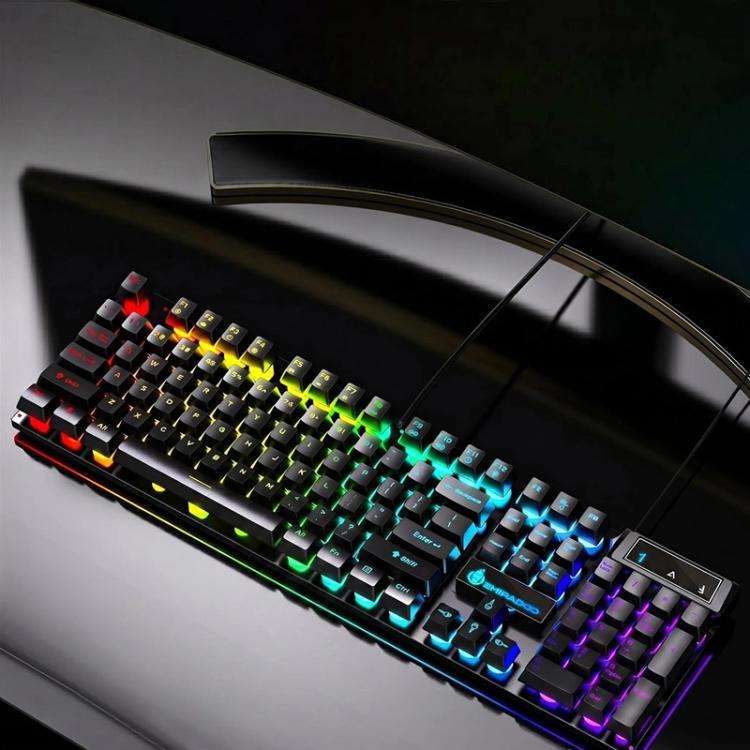 SHIPADOO K500 Floating Square Keycap Colorful Backlight USB Wired Keyboard(Black)