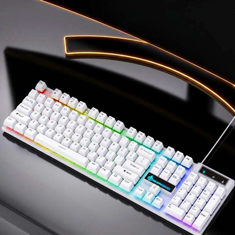 SHIPADOO K500 Floating Square Keycap Colorful Backlight USB Wired Keyboard(White)
