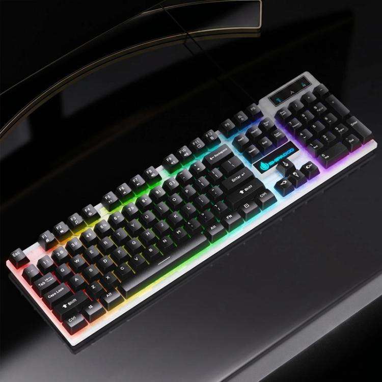SHIPADOO K500 Floating Square Keycap Colorful Backlight USB Wired Keyboard(Black And White)