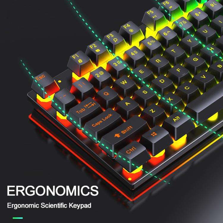 SHIPADOO K500 Floating Square Keycap Colorful Backlight USB Wired Keyboard(White)
