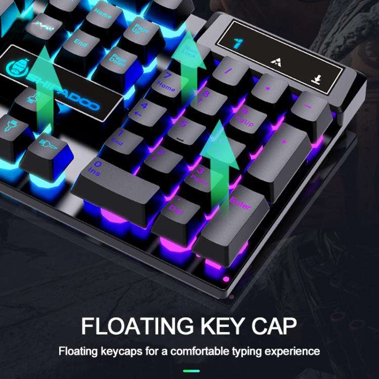SHIPADOO K500 Floating Square Keycap Colorful Backlight USB Wired Keyboard(White)