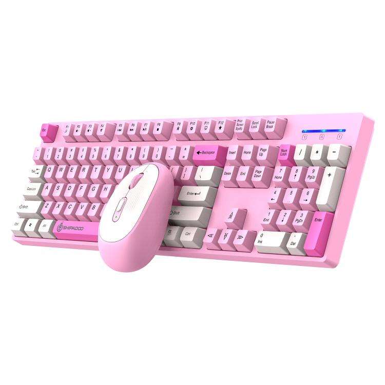 SHIPADOO W1060 2.4G 1600 DPI Wireless Keyboard Mouse Set(Pink)