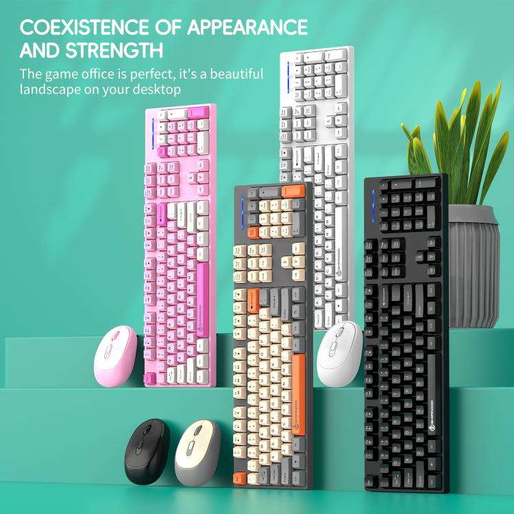 SHIPADOO W1060 2.4G 1600 DPI Wireless Keyboard Mouse Set(Pink)
