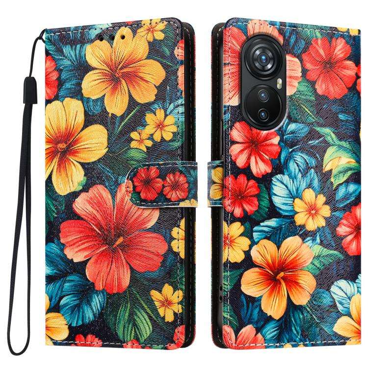 For Blackview A200 Pro CH002 Colored Drawing Buckle Clasp Vegan Leather Phone Case(Hibiscus)