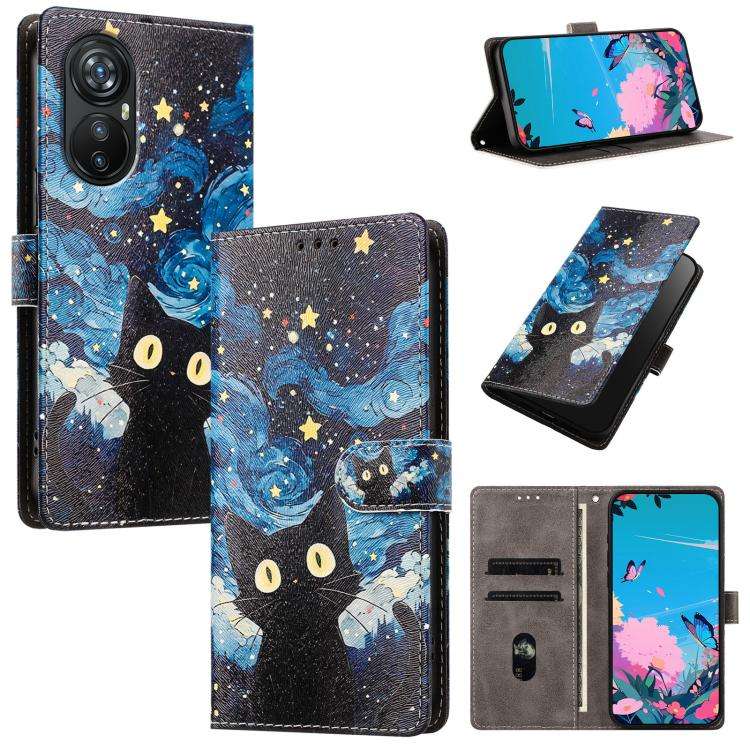 For Blackview A200 Pro CH002 Colored Drawing Buckle Clasp Vegan Leather Phone Case(Star Cat)