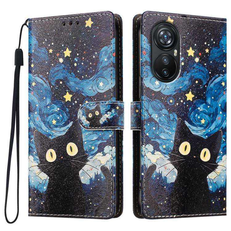 For Blackview A200 Pro CH002 Colored Drawing Buckle Clasp Vegan Leather Phone Case(Star Cat)