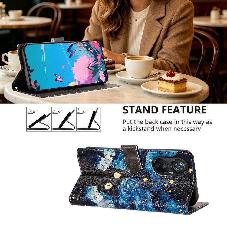 For Blackview A200 Pro CH002 Colored Drawing Buckle Clasp Vegan Leather Phone Case(Star Cat)