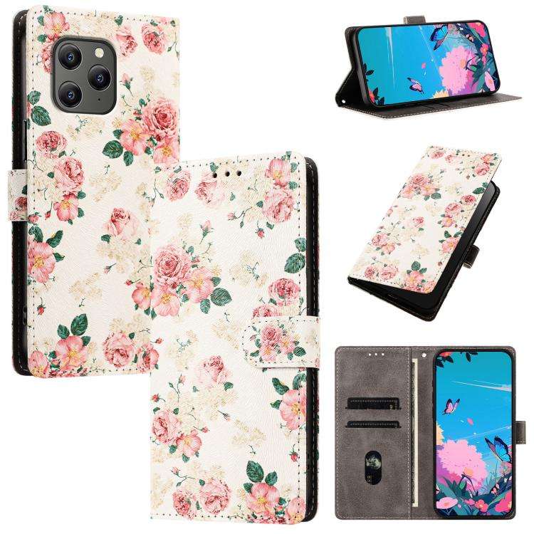 For Blackview BV5300 / BV5300 Pro CH002 Colored Drawing Buckle Clasp Vegan Leather Phone Case(Roses)