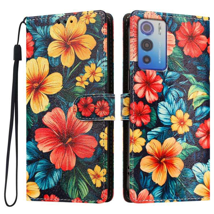 For DOOGEE N60 Pro CH002 Colored Drawing Buckle Clasp Vegan Leather Phone Case(Hibiscus)