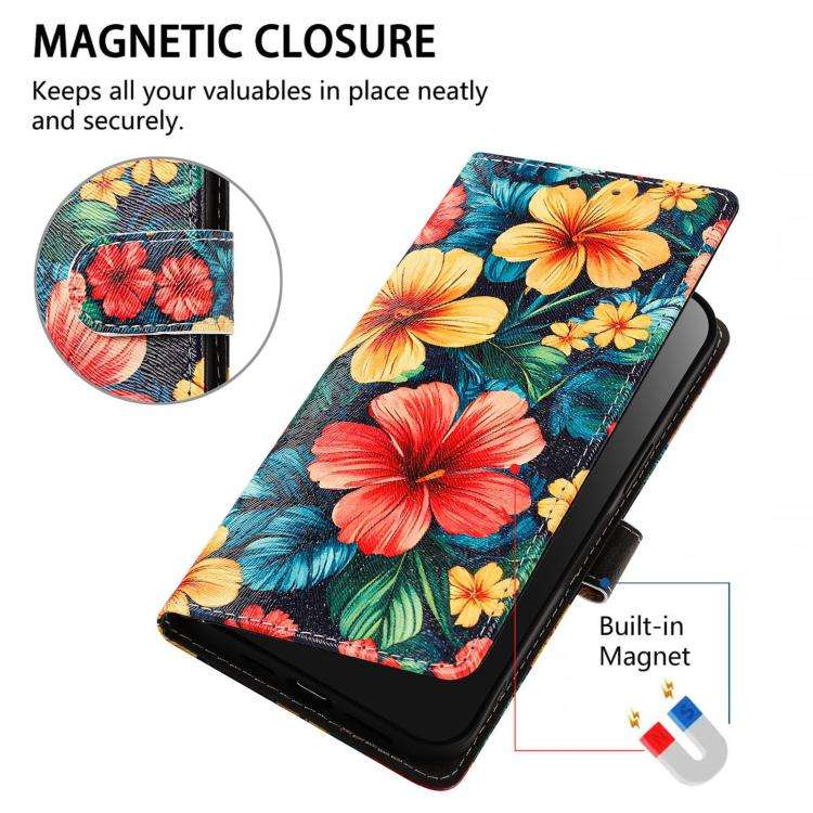 For DOOGEE N60 Pro CH002 Colored Drawing Buckle Clasp Vegan Leather Phone Case(Hibiscus)