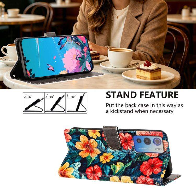 For DOOGEE N60 Pro CH002 Colored Drawing Buckle Clasp Vegan Leather Phone Case(Hibiscus)