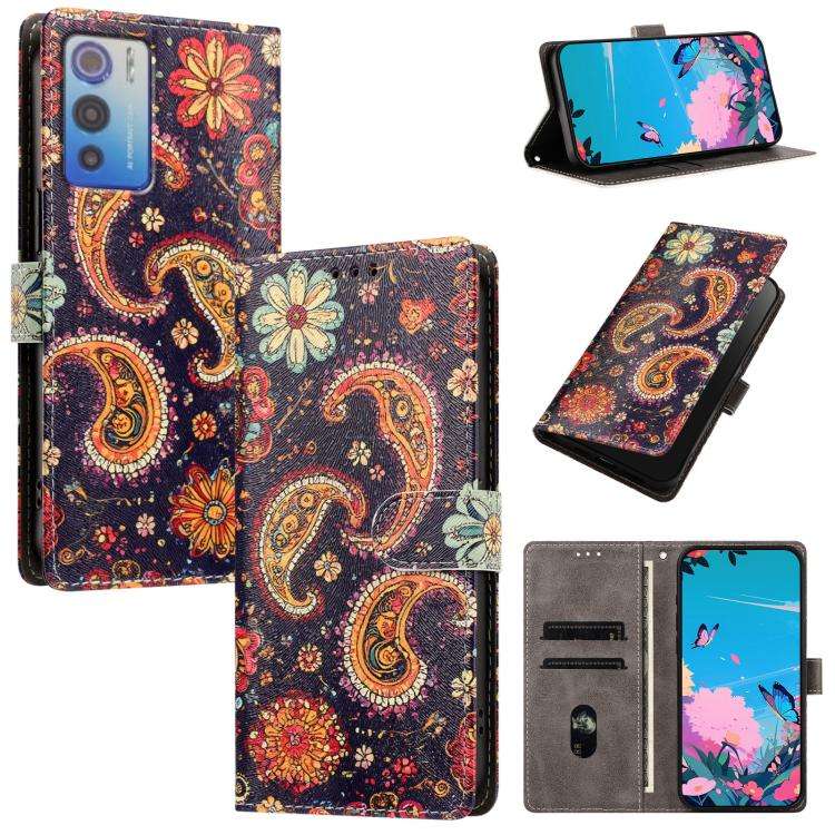 For DOOGEE N60 Pro CH002 Colored Drawing Buckle Clasp Vegan Leather Phone Case(Paisley Pattern)
