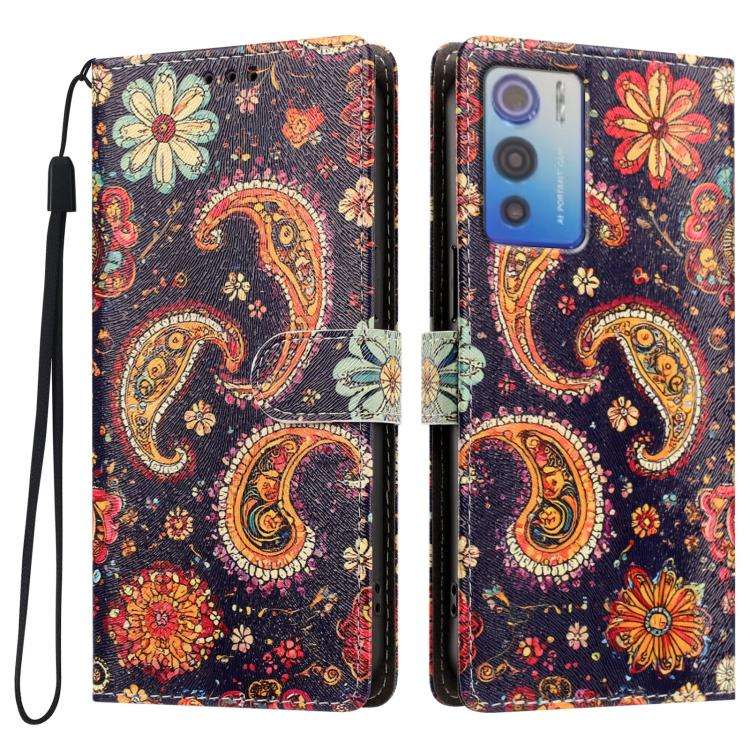 For DOOGEE N60 Pro CH002 Colored Drawing Buckle Clasp Vegan Leather Phone Case(Paisley Pattern)