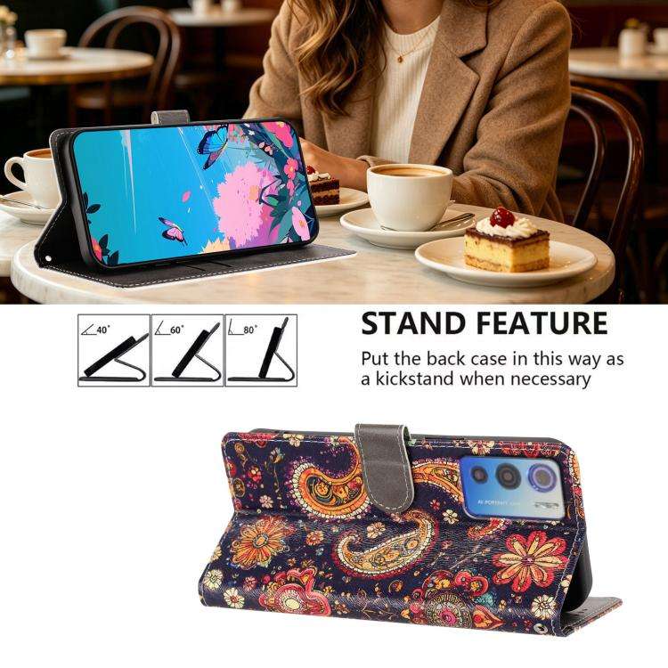 For DOOGEE N60 Pro CH002 Colored Drawing Buckle Clasp Vegan Leather Phone Case(Paisley Pattern)