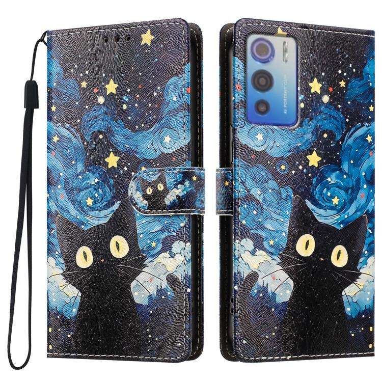 For DOOGEE N60 Pro CH002 Colored Drawing Buckle Clasp Vegan Leather Phone Case(Star Cat)