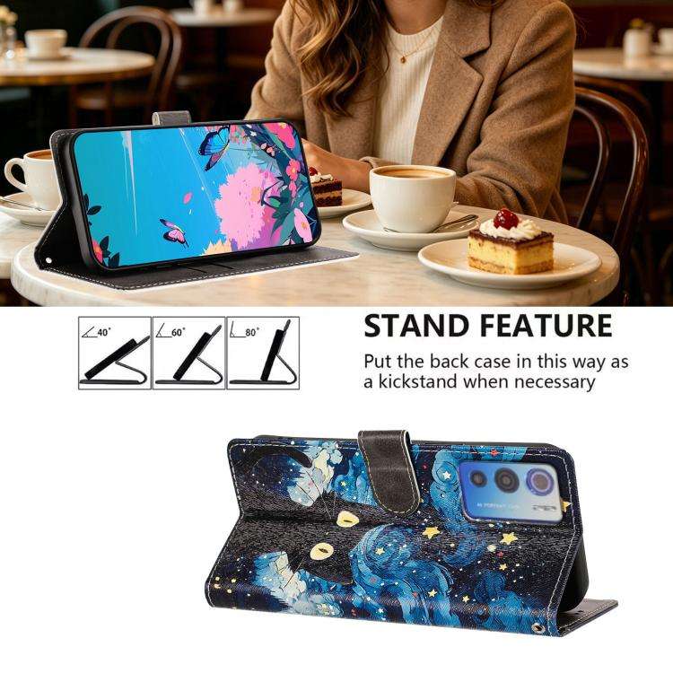 For DOOGEE N60 Pro CH002 Colored Drawing Buckle Clasp Vegan Leather Phone Case(Star Cat)