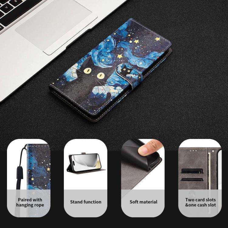 For DOOGEE N60 Pro CH002 Colored Drawing Buckle Clasp Vegan Leather Phone Case(Star Cat)