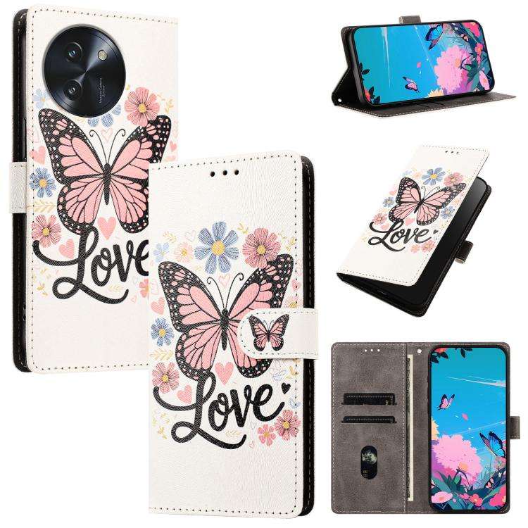 For DOOGEE Note 59 / 59 Pro CH002 Colored Drawing Buckle Clasp Vegan Leather Phone Case(Pink Butt...