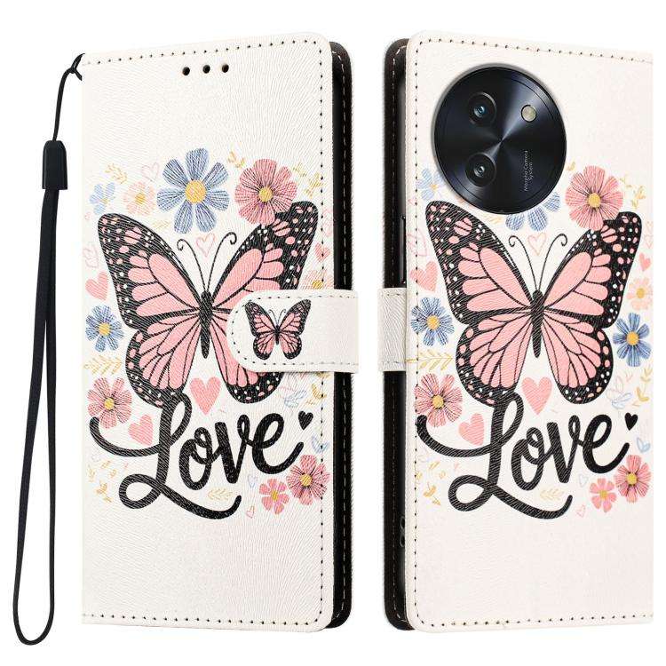 For DOOGEE Note 59 / 59 Pro CH002 Colored Drawing Buckle Clasp Vegan Leather Phone Case(Pink Butt...