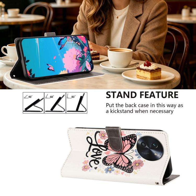 For DOOGEE Note 59 / 59 Pro CH002 Colored Drawing Buckle Clasp Vegan Leather Phone Case(Pink Butt...