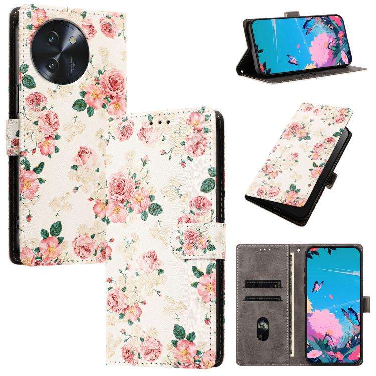 For DOOGEE Note 59 / 59 Pro CH002 Colored Drawing Buckle Clasp Vegan Leather Phone Case(Roses)