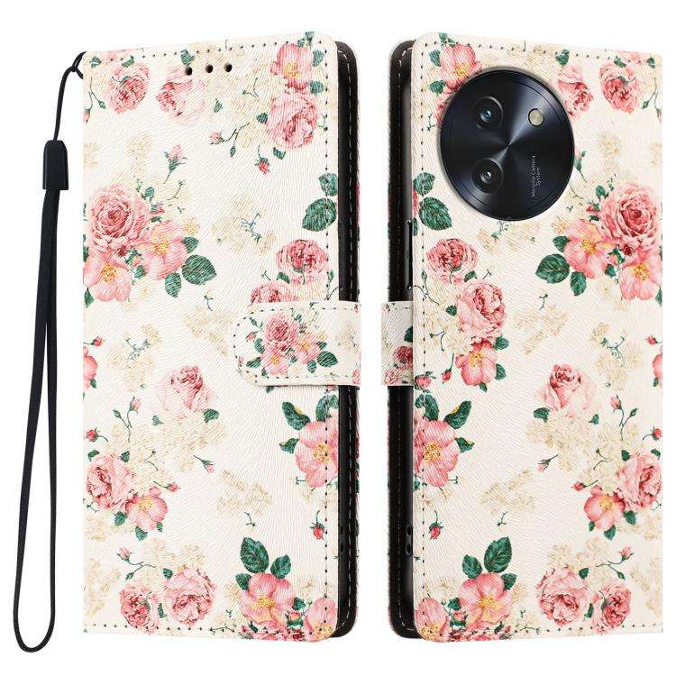 For DOOGEE Note 59 / 59 Pro CH002 Colored Drawing Buckle Clasp Vegan Leather Phone Case(Roses)