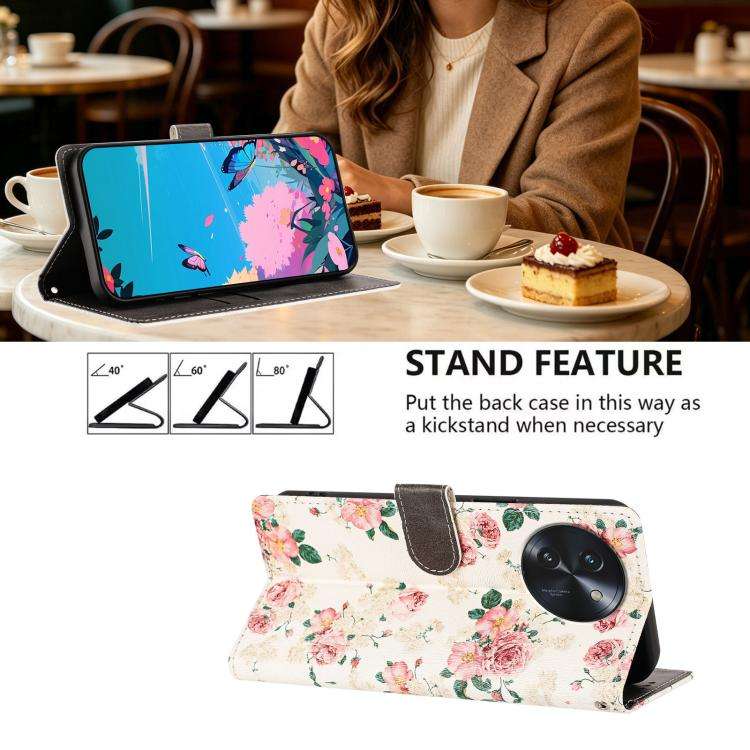 For DOOGEE Note 59 / 59 Pro CH002 Colored Drawing Buckle Clasp Vegan Leather Phone Case(Roses)