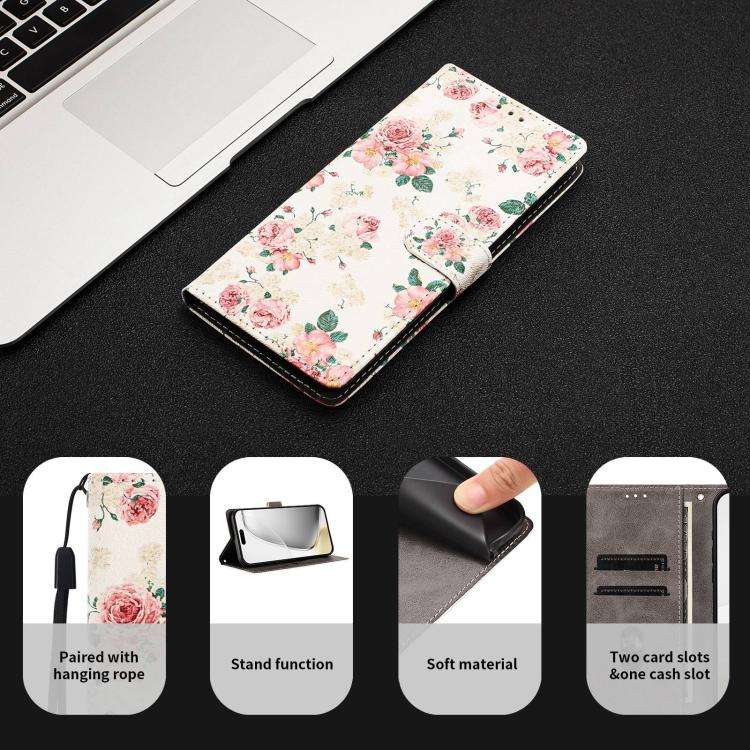 For DOOGEE Note 59 / 59 Pro CH002 Colored Drawing Buckle Clasp Vegan Leather Phone Case(Roses)