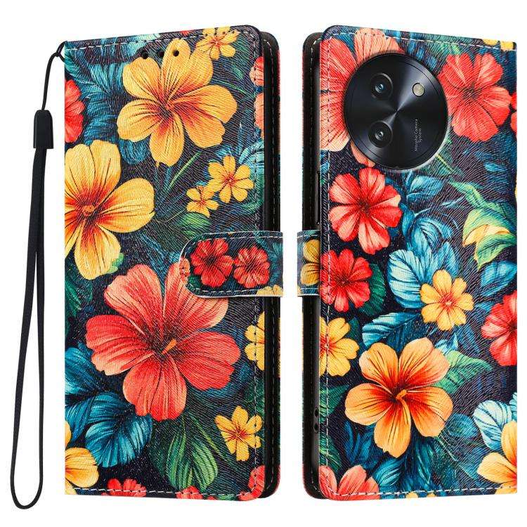 For DOOGEE Note 59 / 59 Pro CH002 Colored Drawing Buckle Clasp Vegan Leather Phone Case(Hibiscus)