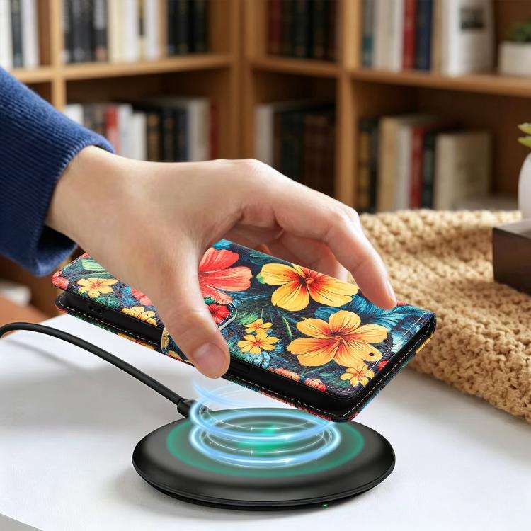 For DOOGEE Note 59 / 59 Pro CH002 Colored Drawing Buckle Clasp Vegan Leather Phone Case(Hibiscus)