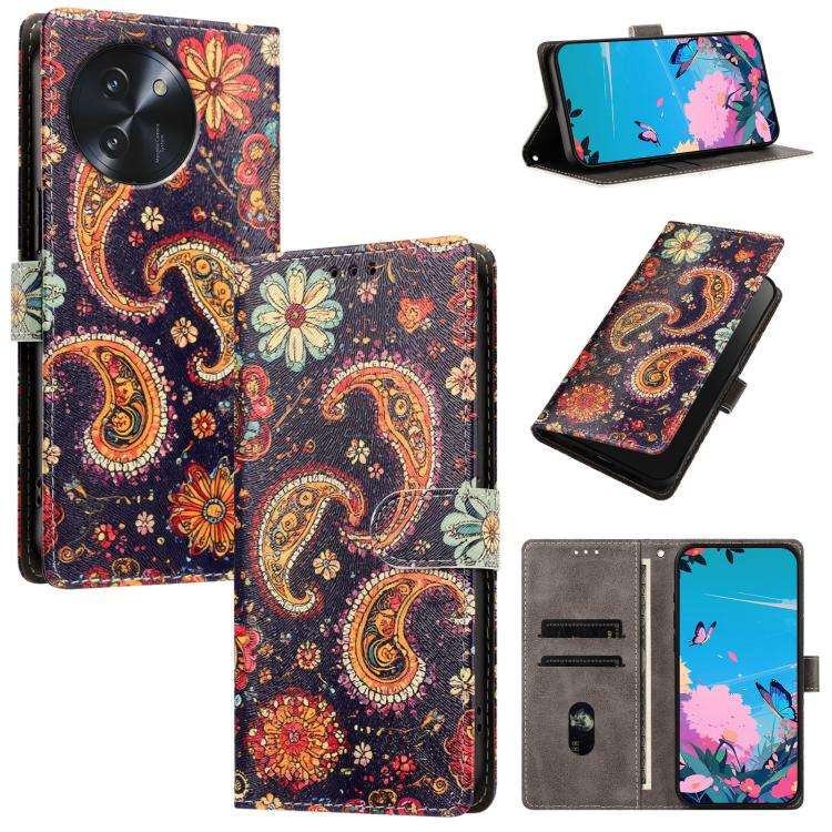 For DOOGEE Note 59 / 59 Pro CH002 Colored Drawing Buckle Clasp Vegan Leather Phone Case(Paisley P...