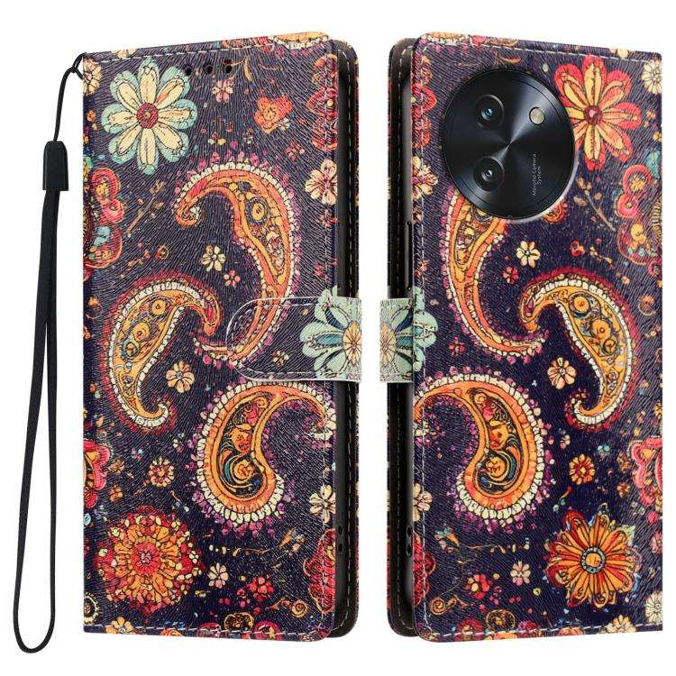 For DOOGEE Note 59 / 59 Pro CH002 Colored Drawing Buckle Clasp Vegan Leather Phone Case(Paisley P...
