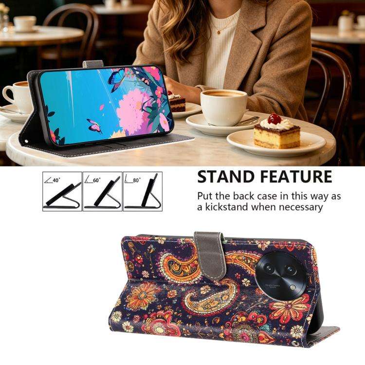 For DOOGEE Note 59 / 59 Pro CH002 Colored Drawing Buckle Clasp Vegan Leather Phone Case(Paisley P...
