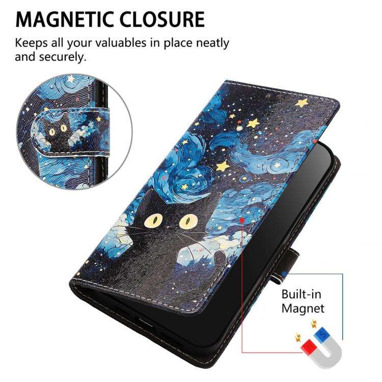 For DOOGEE Note 59 / 59 Pro CH002 Colored Drawing Buckle Clasp Vegan Leather Phone Case(Star Cat)