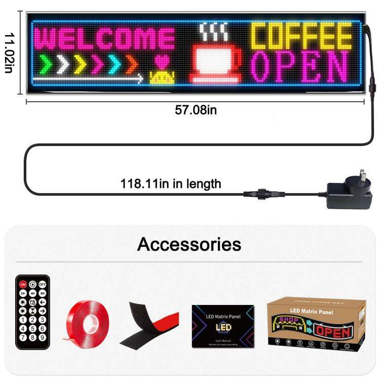 32x192 Pixels Dual Row Ultra-Thin LED Flexible Advertising Matrix Display Screen, Size: 145 x 28c...