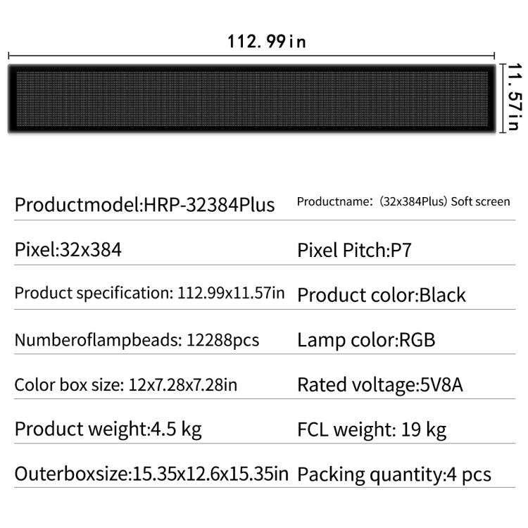 32x384 Pixels Dual Row Ultra-Thin LED Flexible Advertising Matrix Display Screen, Size: 287 x 29....