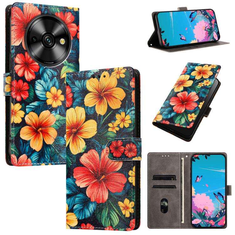 For Oukitel C59 Pro CH002 Colored Drawing Buckle Clasp Vegan Leather Phone Case(Hibiscus)