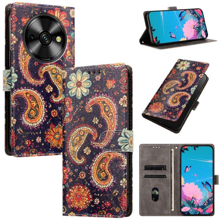 For Oukitel C59 Pro CH002 Colored Drawing Buckle Clasp Vegan Leather Phone Case(Paisley Pattern)