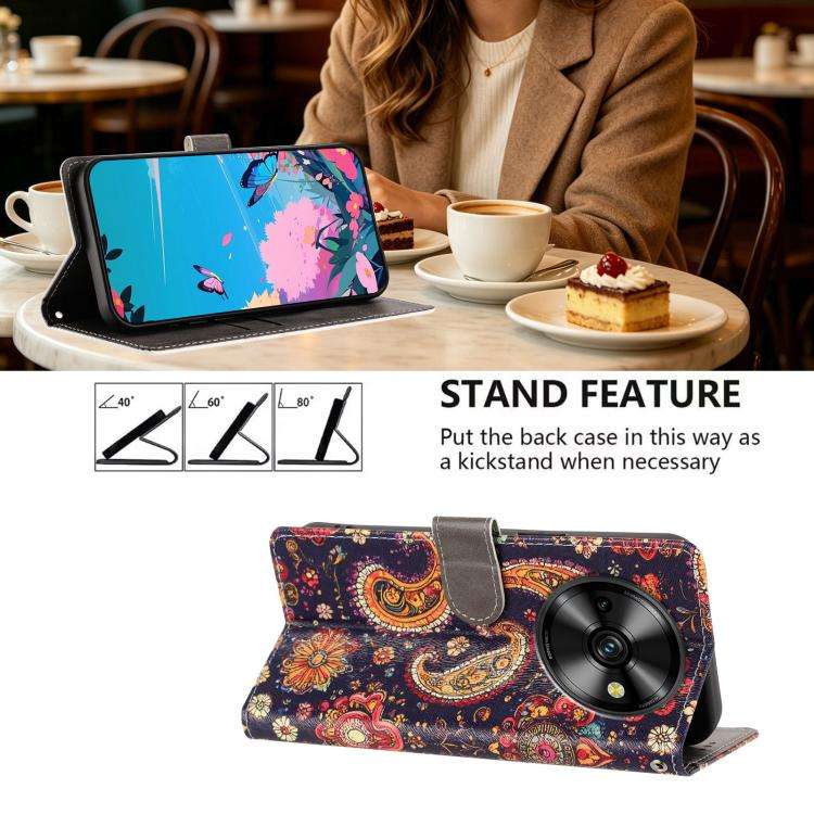 For Oukitel C59 Pro CH002 Colored Drawing Buckle Clasp Vegan Leather Phone Case(Paisley Pattern)