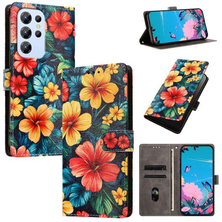 For Oukitel C1 / C1 Pro CH002 Colored Drawing Buckle Clasp Vegan Leather Phone Case(Hibiscus)