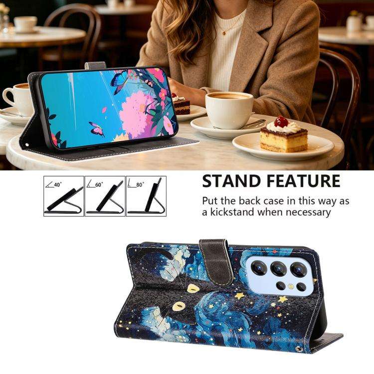 For Oukitel C1 / C1 Pro CH002 Colored Drawing Buckle Clasp Vegan Leather Phone Case(Star Cat)