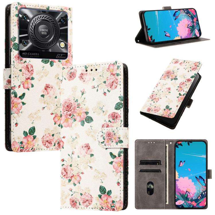For Oukitel C60 / C60 Pro CH002 Colored Drawing Buckle Clasp Vegan Leather Phone Case(Roses)